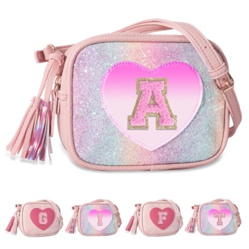 Personalized Initial Letter Crossbody Bag for Girls - Rainbow A Gift
