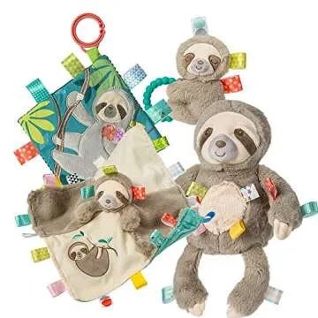 Taggies Soothing Sensory Crinkle Me Toy with Baby Paper & Squeaker, 6.5 X 6.5, Molasses Sloth