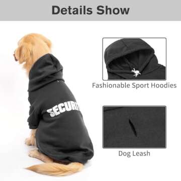 BINGPET Security Dog Hoodies Puppy Sweater Cold Weather Dog Coats Soft Brushed Fleece Pet Clothes Hooded Sweatshirt for Dog Cat
