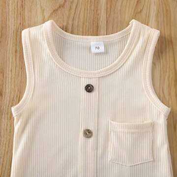 Baby Girl Boy Organic Cotton Sleeveless Romper Bodysuit - Summer Jumpsuit (0-6 Months)