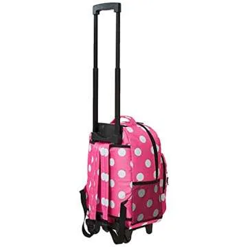 Rockland Double Handle Rolling Backpack in PINKDOT Style