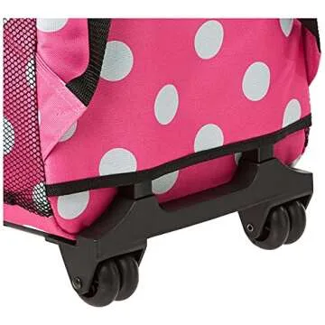 Rockland Double Handle Rolling Backpack in PINKDOT Style
