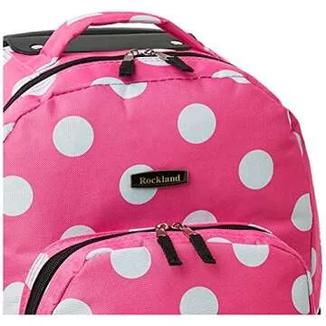 Rockland Double Handle Rolling Backpack in PINKDOT Style