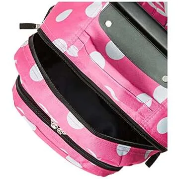Rockland Double Handle Rolling Backpack in PINKDOT Style
