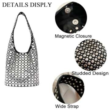 Trendy Y2K Women's Studded Shoulder Bag - Purple Style