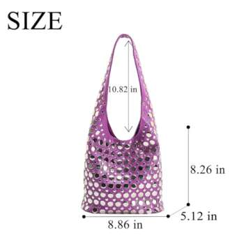 Trendy Y2K Women's Studded Shoulder Bag - Purple Style