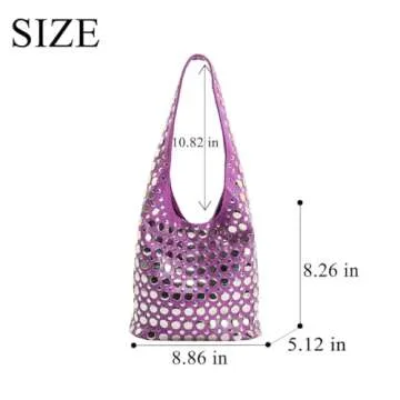 Trendy Y2K Women's Studded Shoulder Bag - Purple Style