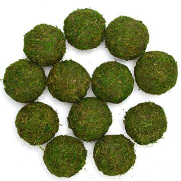BYHER Natural Green Moss Decorative Balls - 12 Pack