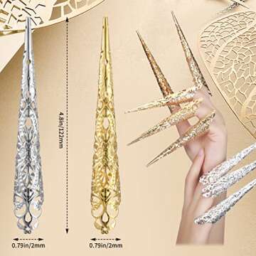 20 Packs halloween Finger Nail Claw Rings Ancient Queen Fingernail Claw Metal Finger Knuckle Claw fo...
