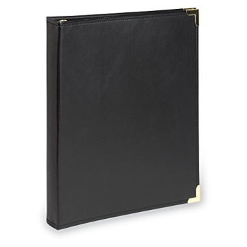 Samsill Classic Collection Executive Presentation 3 Ring Binder Portfolio, Black with Brass Round Ri...
