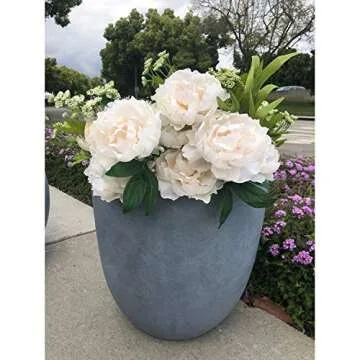 Modern Seamless Round Lightweight Concrete Planter