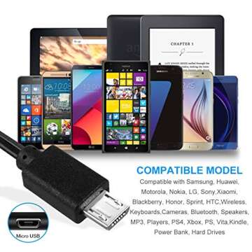 Dericam 5V 1A Micro USB Wall Charger, Android Charger Cable, 5 Volt 1000mA AC to DC Power Adapter fo...