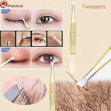 Blackhead Remover Tool, 16 PCS Pimple Popper Tool Kit, Tweezers Set for Eyebrows Hair Removal Pimple Blemish Acne Comedones Extractor Whitehead Cyst Removal Tool, for Nose Face Beauty Tools (Golden)