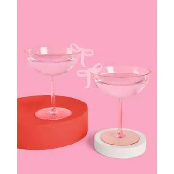 xo, Fetti Pink Bow Drink Markers - 8 count, 2" | Tying the Knot Bachelorette Party, Coquette Birthday Party Accessory, Girly Ribbon Party Drink Supplies