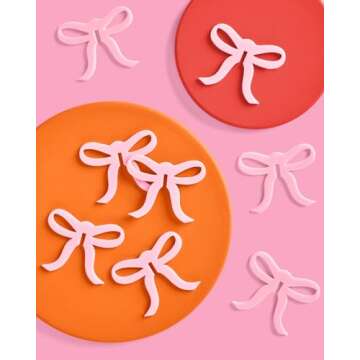 xo, Fetti Pink Bow Drink Markers - 8 count, 2" | Tying the Knot Bachelorette Party, Coquette Birthday Party Accessory, Girly Ribbon Party Drink Supplies