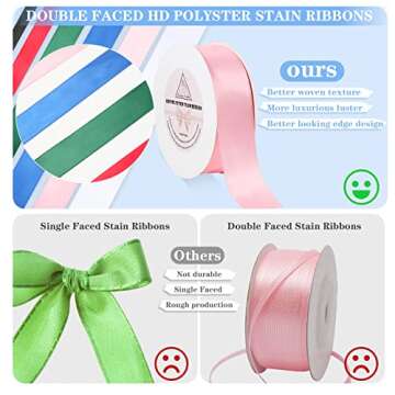 Handyman Crafts 3/8" Pink Double Faced Satin Ribbons 50 Yards HD Polyester Stain Ribbon,for Wedding Gift Wrapping, Florist,Flowers,Arts and Crafts,Balloons,Holidays,Christmas,Birthdays,Bow Making