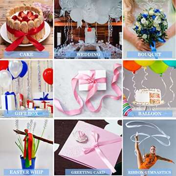 Handyman Crafts 3/8" Pink Double Faced Satin Ribbons 50 Yards HD Polyester Stain Ribbon,for Wedding Gift Wrapping, Florist,Flowers,Arts and Crafts,Balloons,Holidays,Christmas,Birthdays,Bow Making