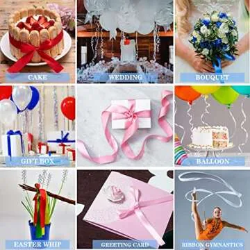 Handyman Crafts 3/8" Pink Double Faced Satin Ribbons 50 Yards HD Polyester Stain Ribbon,for Wedding Gift Wrapping, Florist,Flowers,Arts and Crafts,Balloons,Holidays,Christmas,Birthdays,Bow Making