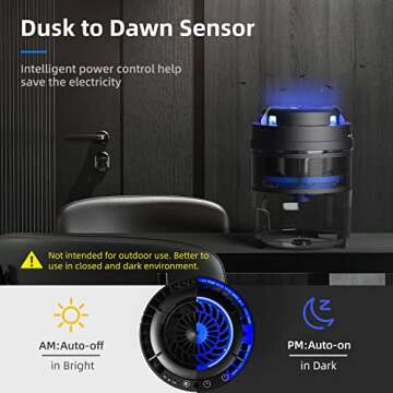 MOSHUNT Indoor Insect Trap, Non-Zapper Fly Traps Catcher for Mosquito, Fruit Flies, Gnat, Moth Catch Flying Insect, Bugs Trap with Strong Suction, Bug Light & Sticky Glue, Black