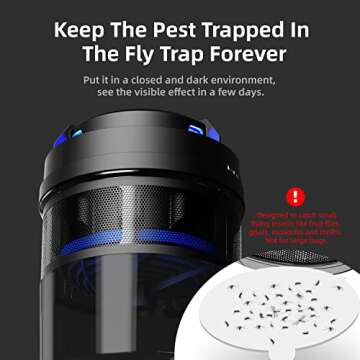 MOSHUNT Indoor Insect Trap, Non-Zapper Fly Traps Catcher for Mosquito, Fruit Flies, Gnat, Moth Catch Flying Insect, Bugs Trap with Strong Suction, Bug Light & Sticky Glue, Black