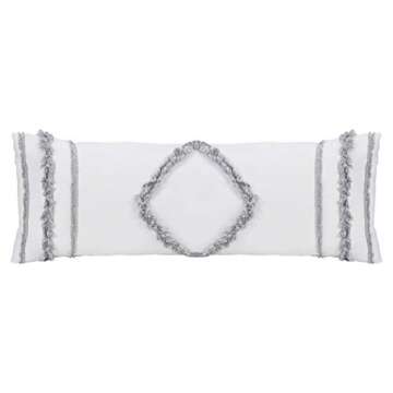 Sweet Jojo Designs Bohemian Boho Chic White and Grey Macrame Tufted Tassel Accent Decorative Couch L...