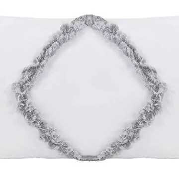 Sweet Jojo Designs Bohemian Boho Chic White and Grey Macrame Tufted Tassel Accent Decorative Couch Long Throw Zipper Body Pillow Cover Case 54x20 Gray Textured Minimalist Cotton Fringe Farmhouse Decor