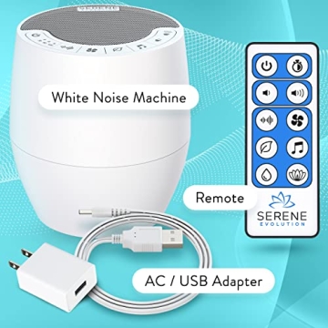 Serene White Noise Machine - 60 Relaxing Sounds with Remote Control