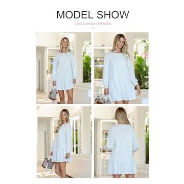 BLENCOT Long Sleeve Pullover Sweatshirt Dress for Women 2025 Fall Winter Casual Patchwork Loose Crew...