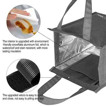 CCidea Lunch Bag for Women Men, Kids Insulated Lunch Box, Reusable Lunch Boxes for School Work Travel (Grey-A, Medium)