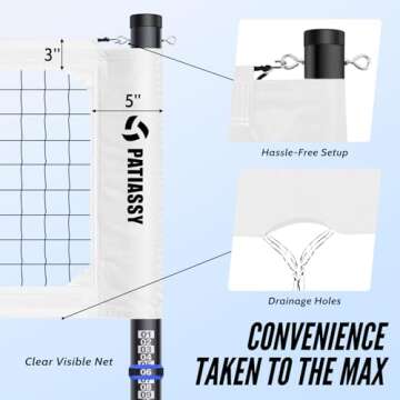 Adjustable Portable Volleyball Net Set for Beach Fun