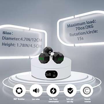 WeArkoTac Motorized Rotating Display Stand , 4.72" 360 Degree Cup Display Stand for Photography Products, 3D Models,Tumbler Display Turner for Glitter Cups Photography Small Arts Pruducts