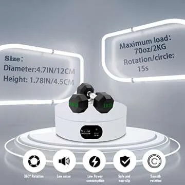 WeArkoTac Motorized Rotating Display Stand , 4.72" 360 Degree Cup Display Stand for Photography Products, 3D Models,Tumbler Display Turner for Glitter Cups Photography Small Arts Pruducts