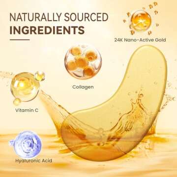 UWH 30P Under Eye Patches for Dark Circles and Puffy Eyes | Infused Gel Under 24K Gold Eye Masks for Skin Care of Puffiness & Eye Bags Treatment for Women Ideal for Beauty Care (30 Pairs, 24K Gold)