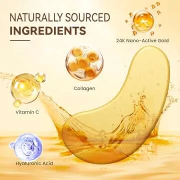 UWH 30P Under Eye Patches for Dark Circles and Puffy Eyes | Infused Gel Under 24K Gold Eye Masks for Skin Care of Puffiness & Eye Bags Treatment for Women Ideal for Beauty Care (30 Pairs, 24K Gold)