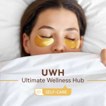 UWH 30P Under Eye Patches for Dark Circles and Puffy Eyes | Infused Gel Under 24K Gold Eye Masks for Skin Care of Puffiness & Eye Bags Treatment for Women Ideal for Beauty Care (30 Pairs, 24K Gold)