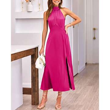 BTFBM Elegant Sleeveless Summer Halter Neck Dress