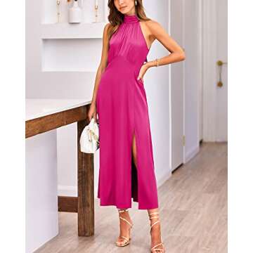 BTFBM Elegant Sleeveless Summer Halter Neck Dress