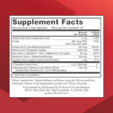Protocol Ortho Thyroid - Supports Healthy Thyroid Function* - with Ashwagandha, Zinc & Selenium - Non-GMO & Kosher - 90 Veg Capsules