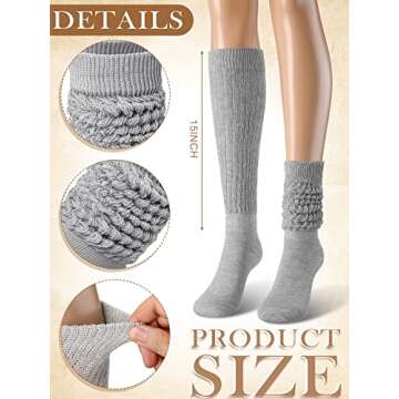 Janmercy 4 Pairs Slouch Socks for Women Bulk Stacked Boot 80s 90s Neon Slouch Knit Scrunchie Socks(Medium,Pure Color)