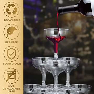 Potchen 100 Pcs Plastic Champagne Party Glasses
