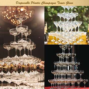 Potchen 100 Pcs Plastic Champagne Party Glasses