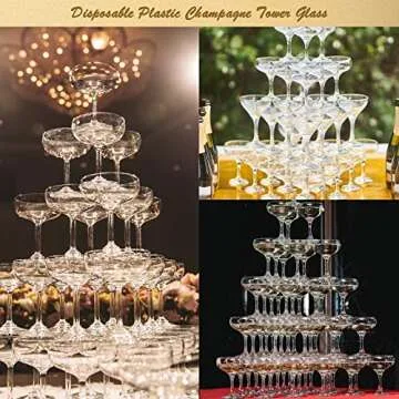 Potchen 100 Pcs Plastic Champagne Party Glasses