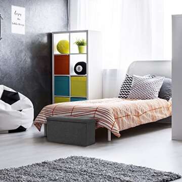 Seville Classics Large 30" Foldable Bench Ottoman Footrest Storage Chest Coffee Table Stool, for Bed...