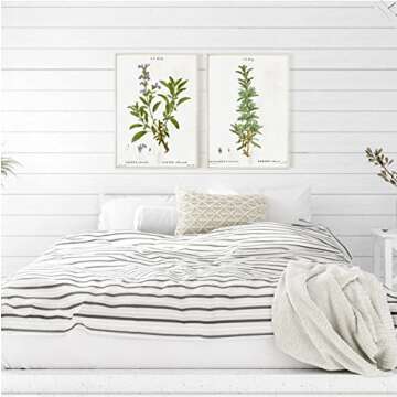 Set of Six Herb and Spices Botanical Vintage Wildflower Flowers Botanical Plant Study Fauna Farmhouse Poster Print Wall Art Decor Home (8" x 10" unframed)