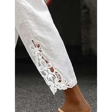Stylish Acelitt Women's Lightweight Linen Capri Pants