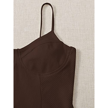 Milumia Women's Sexy Ribbed Bustier Bodysuit Deep Brown Comfort