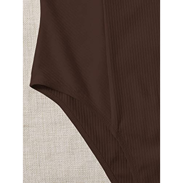 Milumia Women's Sexy Ribbed Bustier Bodysuit Deep Brown Comfort