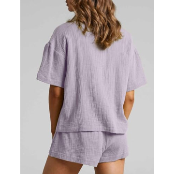 Flygo Womens Casual Cotton Linen Set for Summer Style