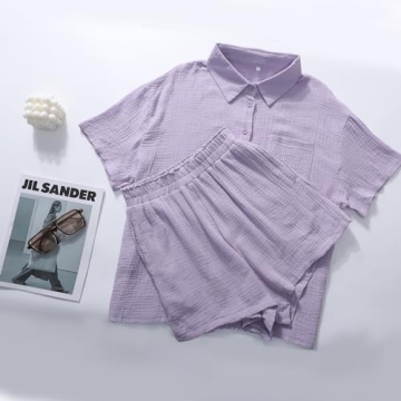 Flygo Womens Casual Cotton Linen Set for Summer Style