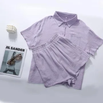 Flygo Womens Casual Cotton Linen Set for Summer Style